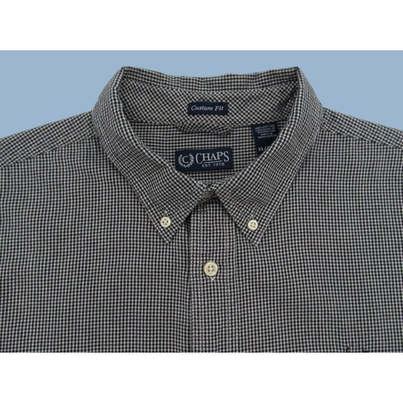 Vintage Chaps Ralph Lauren Button Up Shirt Mens XL Houndstooth Check Custom Fit - Picture 4 of 13
